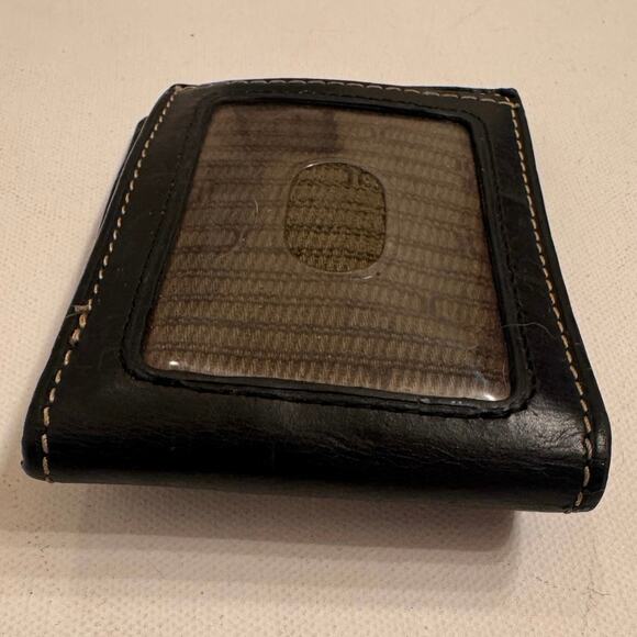 Vtg Fossil Bottle Opener Leather Wallet Bi-fold Black - Picture 4 of 4